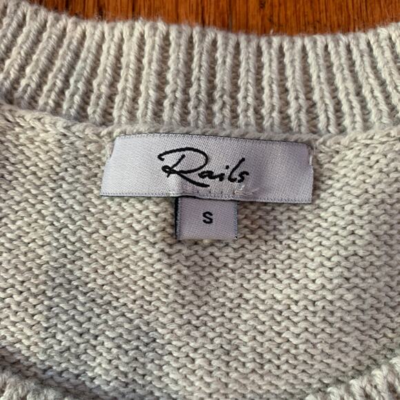 Rails Perci Palm Tree Cotton Cashmere Crewneck Sweater | Gray White | Small - Picture 9 of 11